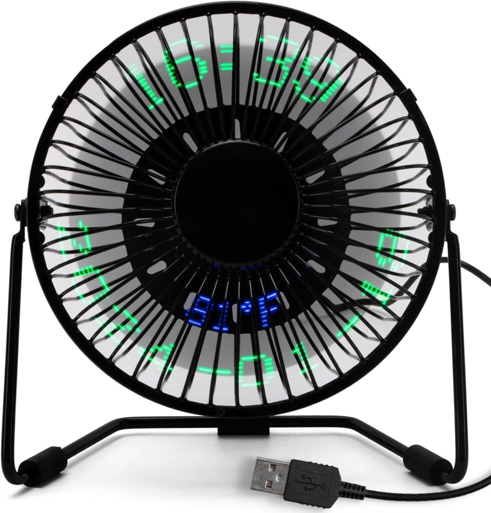Portable Desk Fan With Real Time Date and Temperature Display
